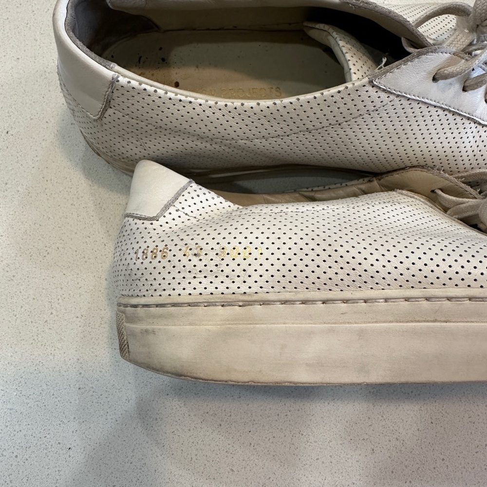 Common Projects Cream Perforated Achilles Sneakers - Picture 3 of 7